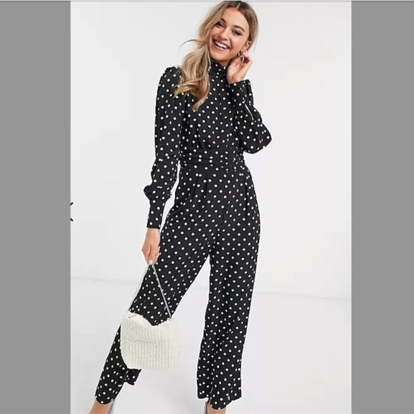 ASOS DESIGN Ruched Waist Detail Jumpsuit in Dot Print - Size 2 ($64) - Picture 1 of 11